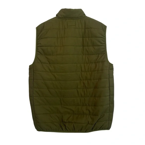 Hang Ten Men's Small Quilted Green Puffer Pocket Sleeveless Zipper Winter Vest - Picture 4 of 4